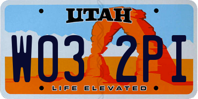 UT license plate W032PI