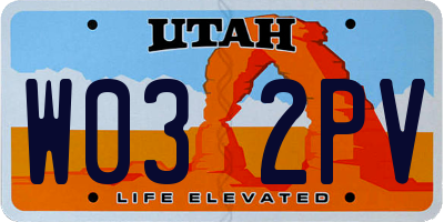 UT license plate W032PV