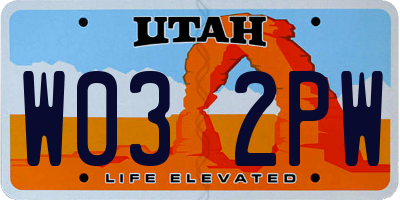 UT license plate W032PW