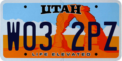 UT license plate W032PZ