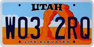 UT license plate W032RQ