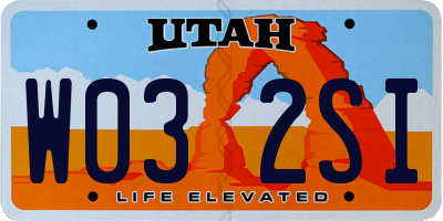UT license plate W032SI