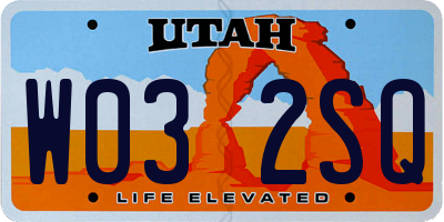 UT license plate W032SQ