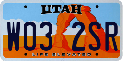 UT license plate W032SR