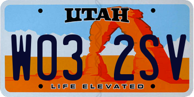 UT license plate W032SV
