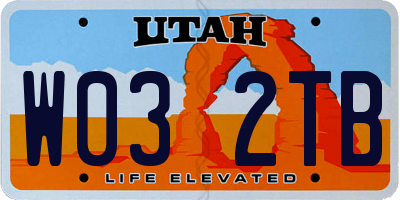 UT license plate W032TB