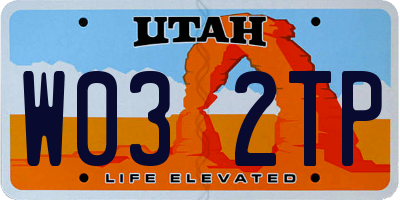 UT license plate W032TP