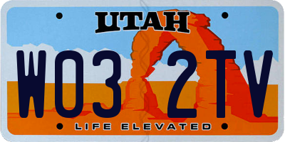 UT license plate W032TV