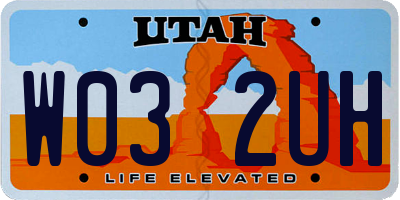 UT license plate W032UH