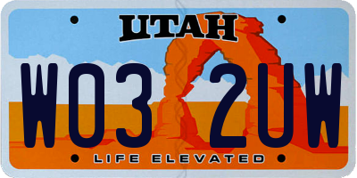 UT license plate W032UW