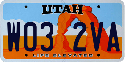 UT license plate W032VA
