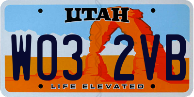 UT license plate W032VB