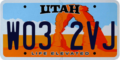UT license plate W032VJ