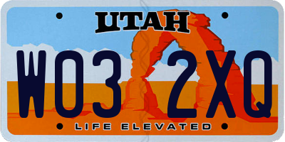 UT license plate W032XQ