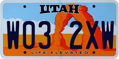 UT license plate W032XW