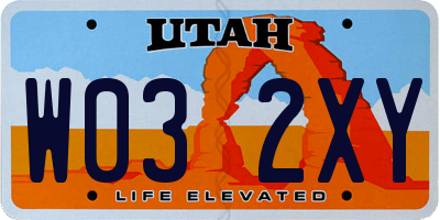 UT license plate W032XY