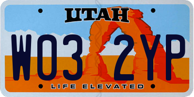 UT license plate W032YP