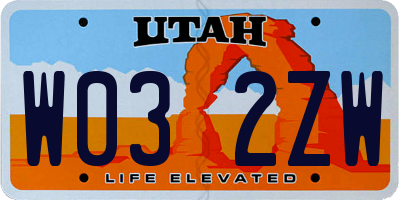 UT license plate W032ZW