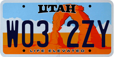 UT license plate W032ZY