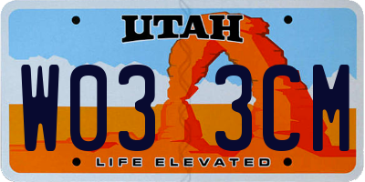 UT license plate W033CM