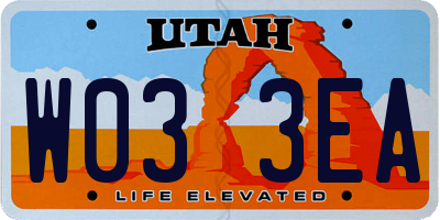 UT license plate W033EA