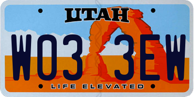 UT license plate W033EW