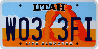 UT license plate W033FI