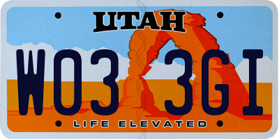 UT license plate W033GI