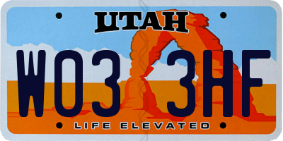 UT license plate W033HF