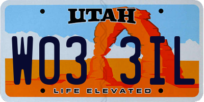 UT license plate W033IL