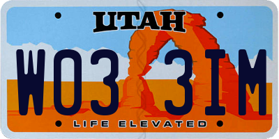UT license plate W033IM