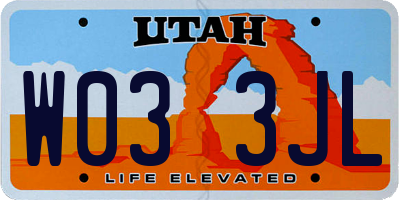 UT license plate W033JL