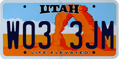 UT license plate W033JM