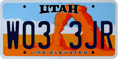 UT license plate W033JR