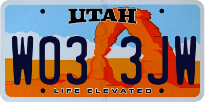 UT license plate W033JW