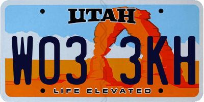 UT license plate W033KH
