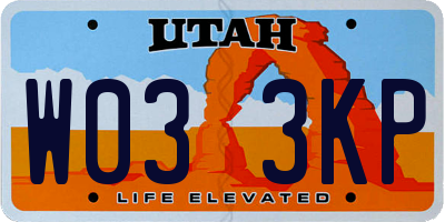 UT license plate W033KP