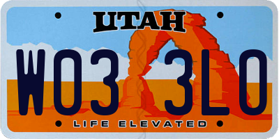 UT license plate W033LO