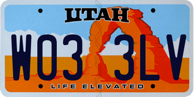UT license plate W033LV