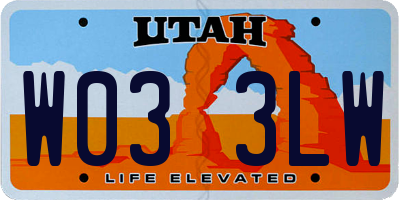 UT license plate W033LW