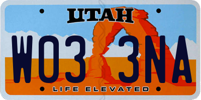UT license plate W033NA