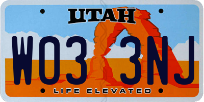 UT license plate W033NJ