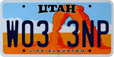 UT license plate W033NP