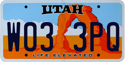 UT license plate W033PQ