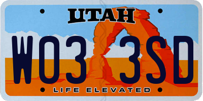 UT license plate W033SD