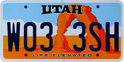 UT license plate W033SH