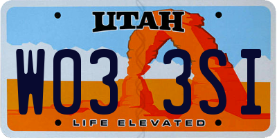 UT license plate W033SI