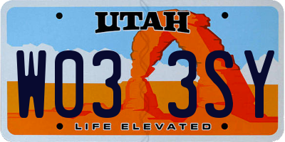 UT license plate W033SY