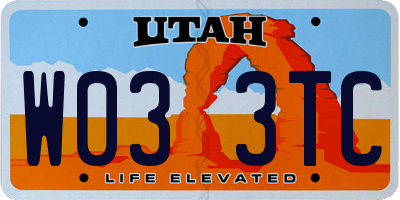 UT license plate W033TC