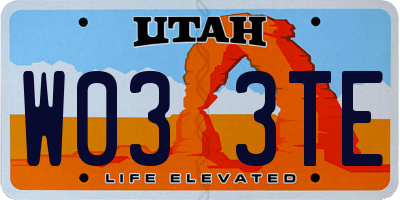 UT license plate W033TE